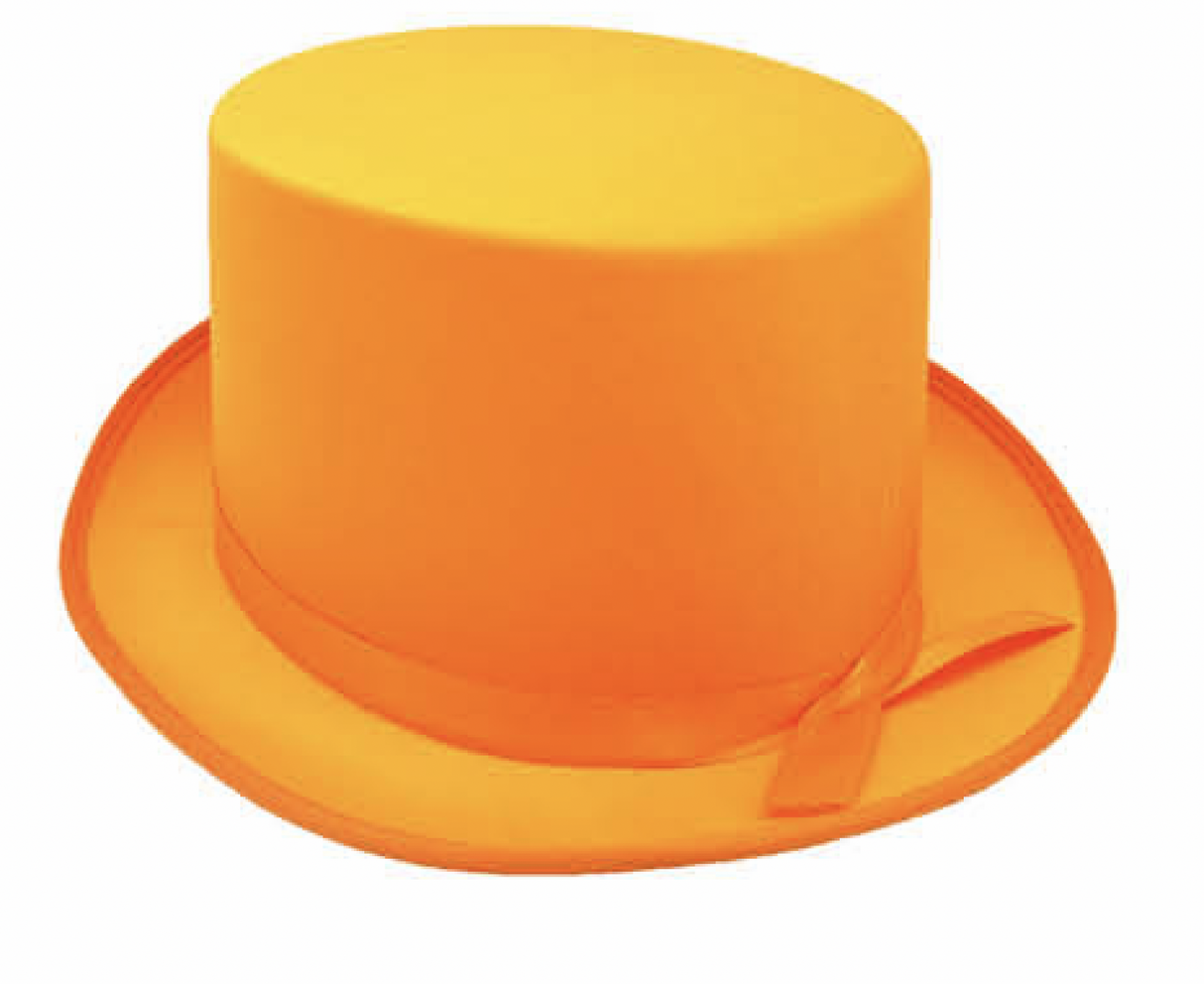 Orange Satin Trilby Fedora Top Hat - Fancy Dress Party Cap, One Size Fits Most