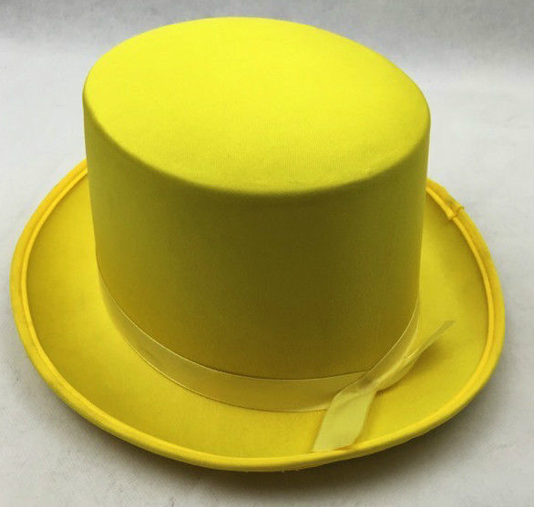 Satin Yellow Trilby Fedora Top Hat for Fancy Dress Costume Parties - One Size Fits Most