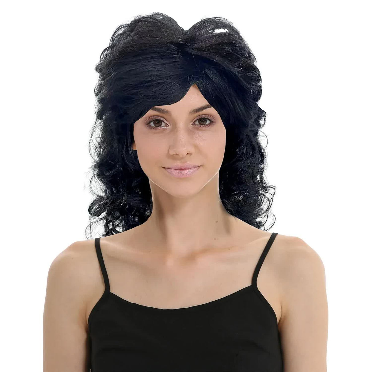 70s Inspired Curly Disco Wig for Punk Rock Party Costume - Black