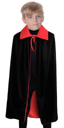 Children's Deluxe Red and Black Witch Cape Costume for Ages 6-9