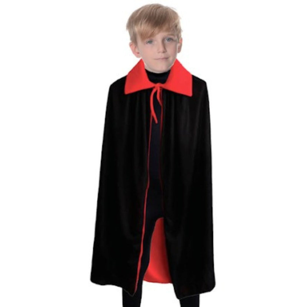 Halloween Youth Red and Black Long Cloak Costume for Witch, Ghost, and Vampire - Ages 10-14