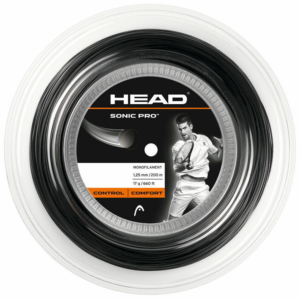 Head Sonic Pro 17g Tennis String Reel 200m 1.25mm Power and Comfort - Black