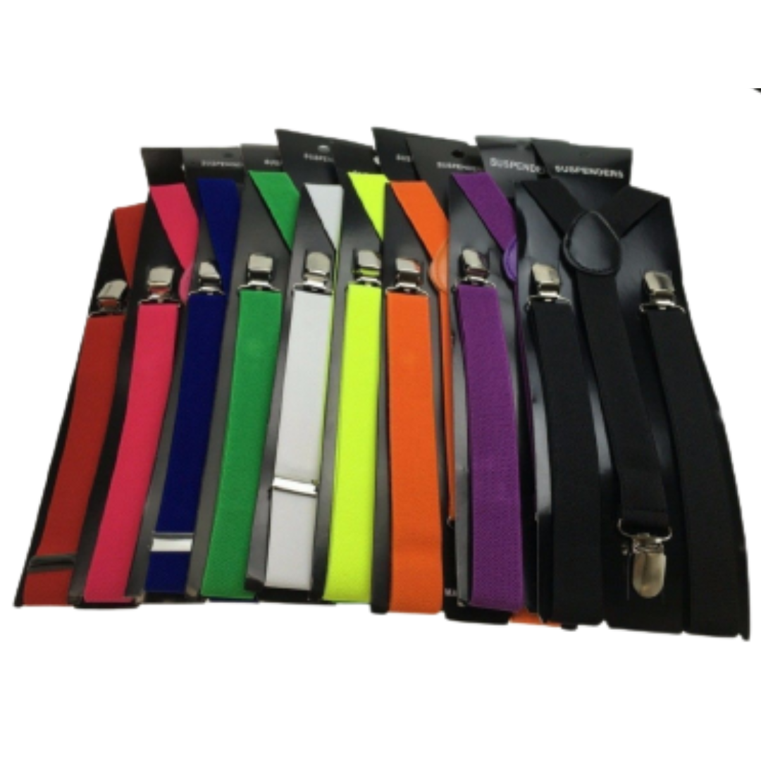 Men's Adjustable Clip-On Suspenders - 2-Pack Elastic Braces for Formal Events, Assorted Colors