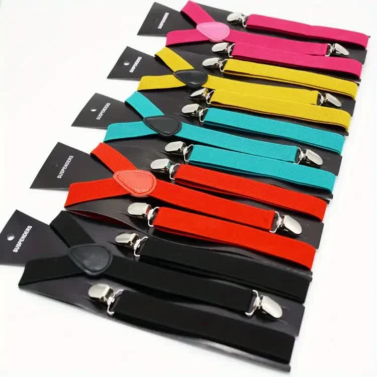 Men's Adjustable Clip-On Suspenders - 2-Pack Elastic Braces for Formal Events, Assorted Colors