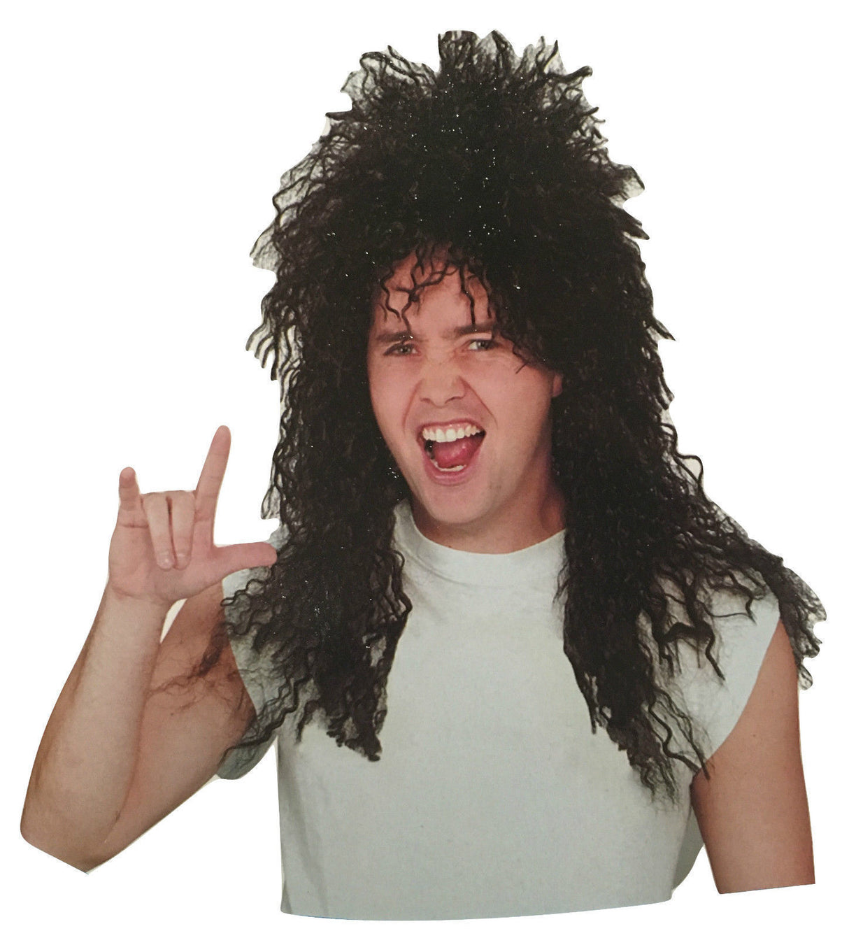 80s Punk Rockstar Curly Wig for Men - Hip Hop Costume Party Accessory