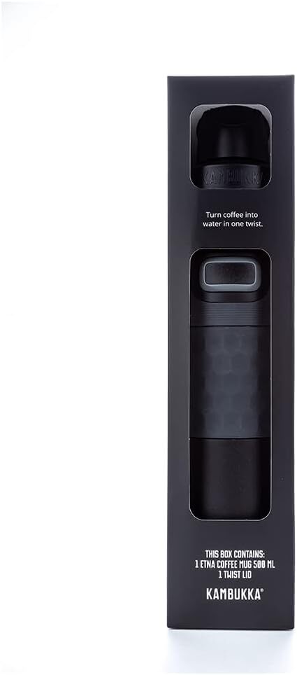 Kambukka Etna Water Bottle Insulated Travel Drink Sports Tumbler - Black Steel
