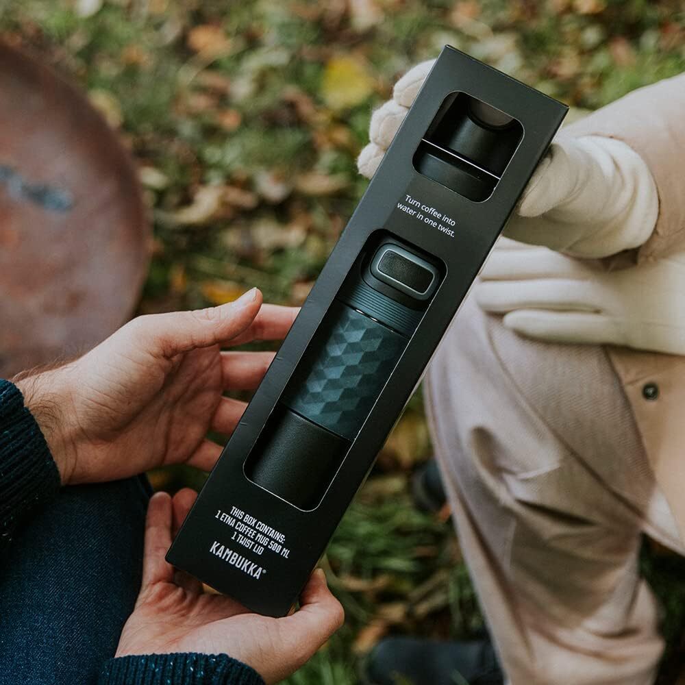 Kambukka Etna Water Bottle Insulated Travel Drink Sports Tumbler - Black Steel