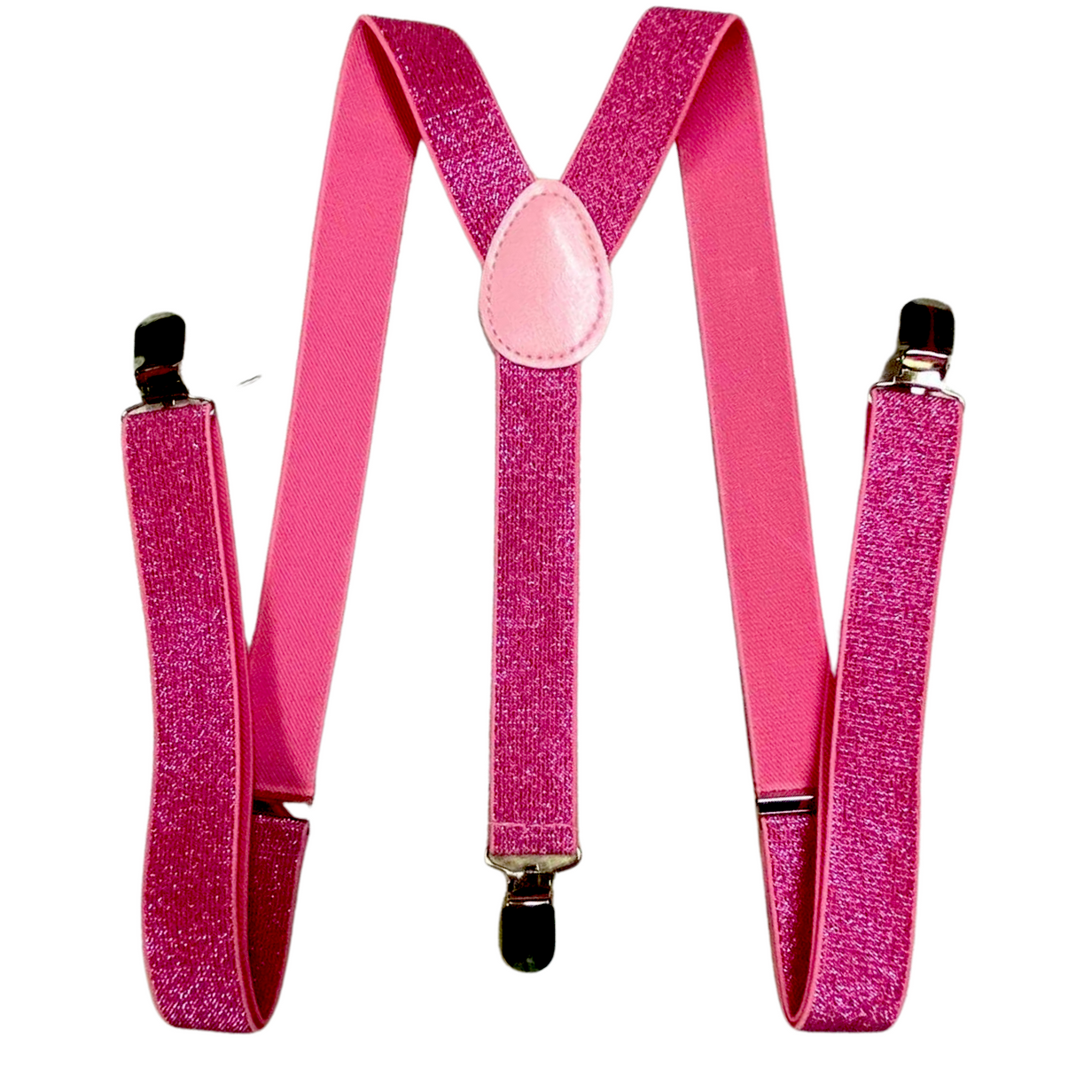 3x Mens Suspenders Braces Adjustable Strong Clip On Elastic Formal Wedding Slim - Hot Pink (Glitter)