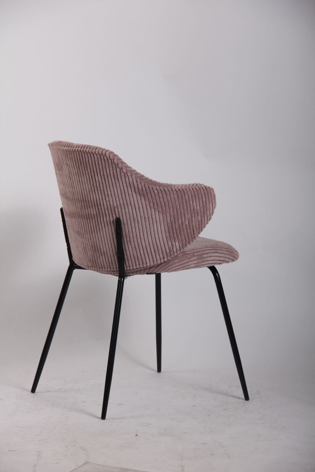 Set of 4 Dining Chairs with Corduroy Cord Fabric in Pink