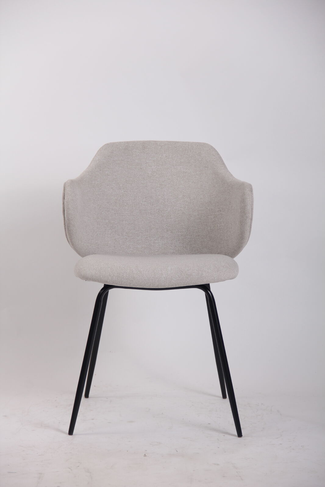 Set of 4 Dining Chairs Fabric with Metal Legs in Ivory Beige