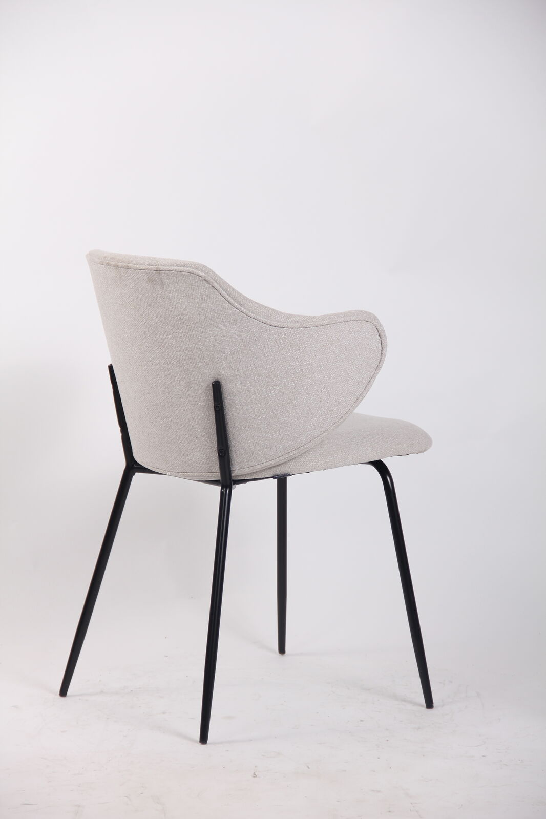 Set of 4 Dining Chairs Fabric with Metal Legs in Ivory Beige