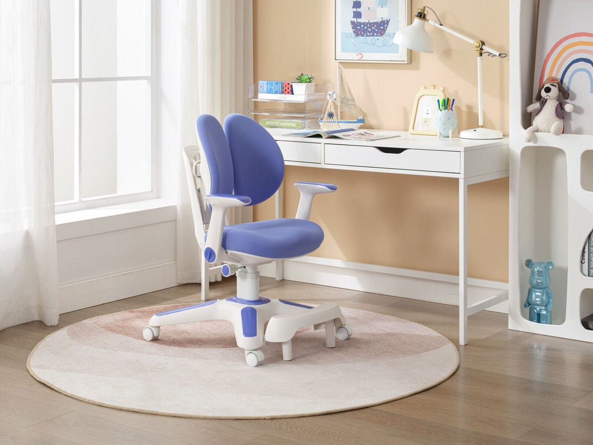 Ergonomic Kids Study Chair & Adjustable Electric Standing Desk Set ??Blue Chair & Black Desk