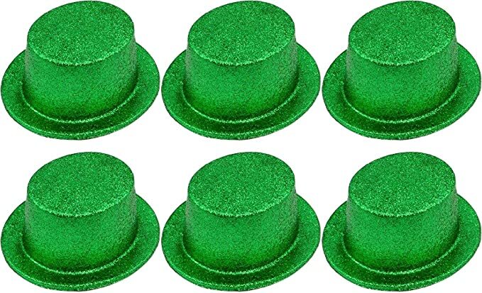 6-Pack Green Sparkling Tall Top Hats for Costumes and Parties - Plastic Fun Accessory