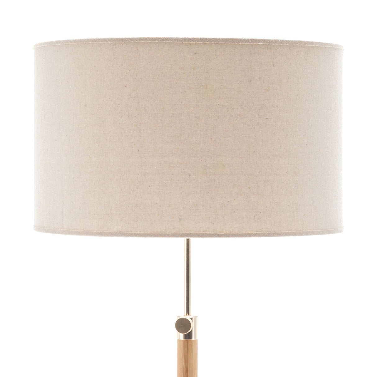 165cm Adjustable Bamboo Tripod Floor Lamp Light with Linen Shade & Built-In Table