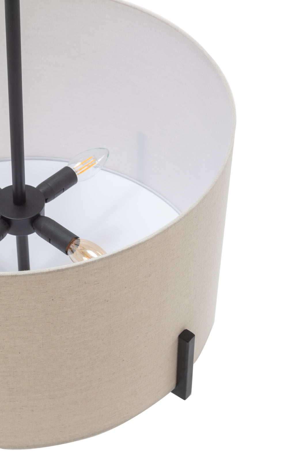 Scandinavian Minimalist Metal Pendant Light with Linen Shade - Matte Black