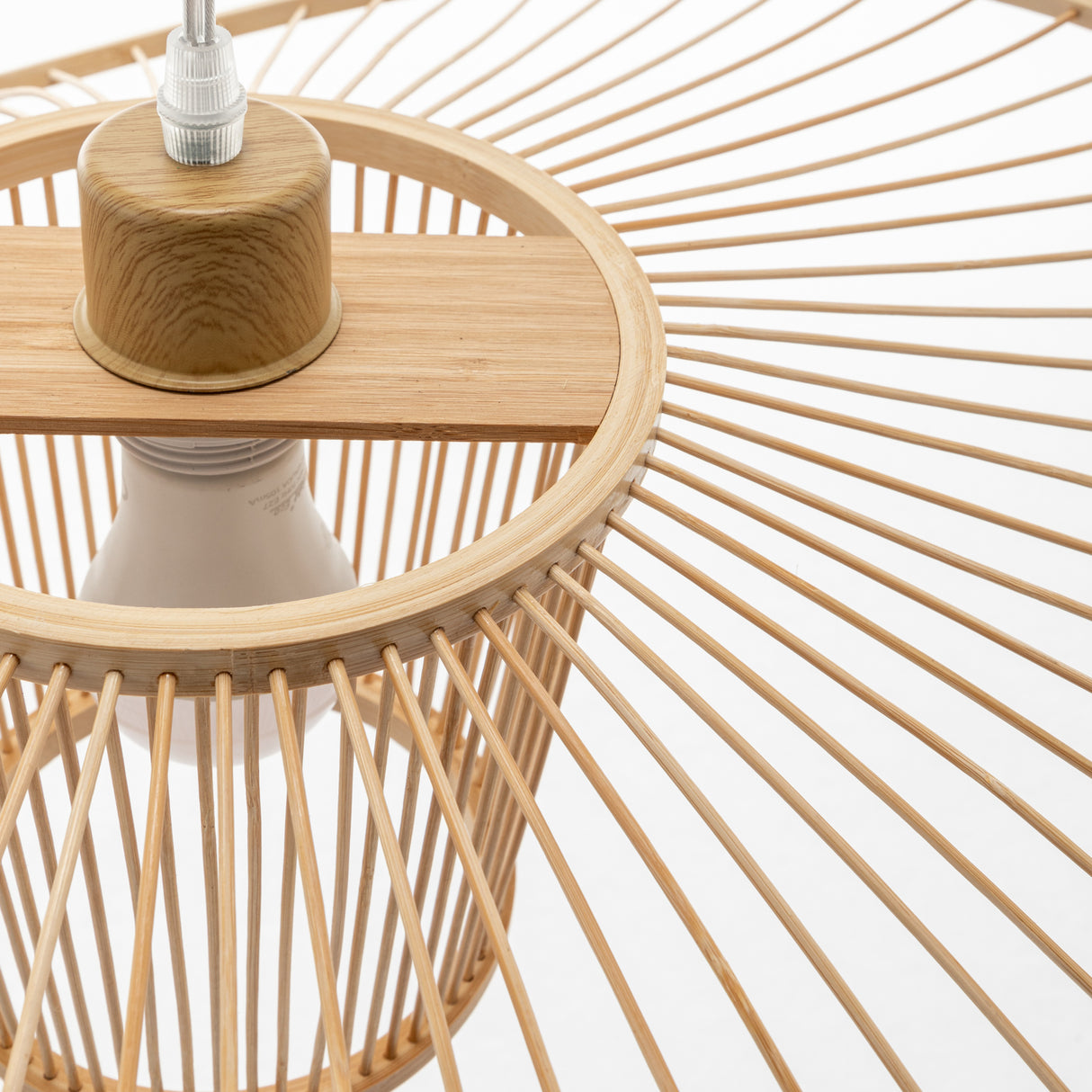 Elysian Breeze Natural Hand-Woven Bamboo Wide Brim Pendant Lamp