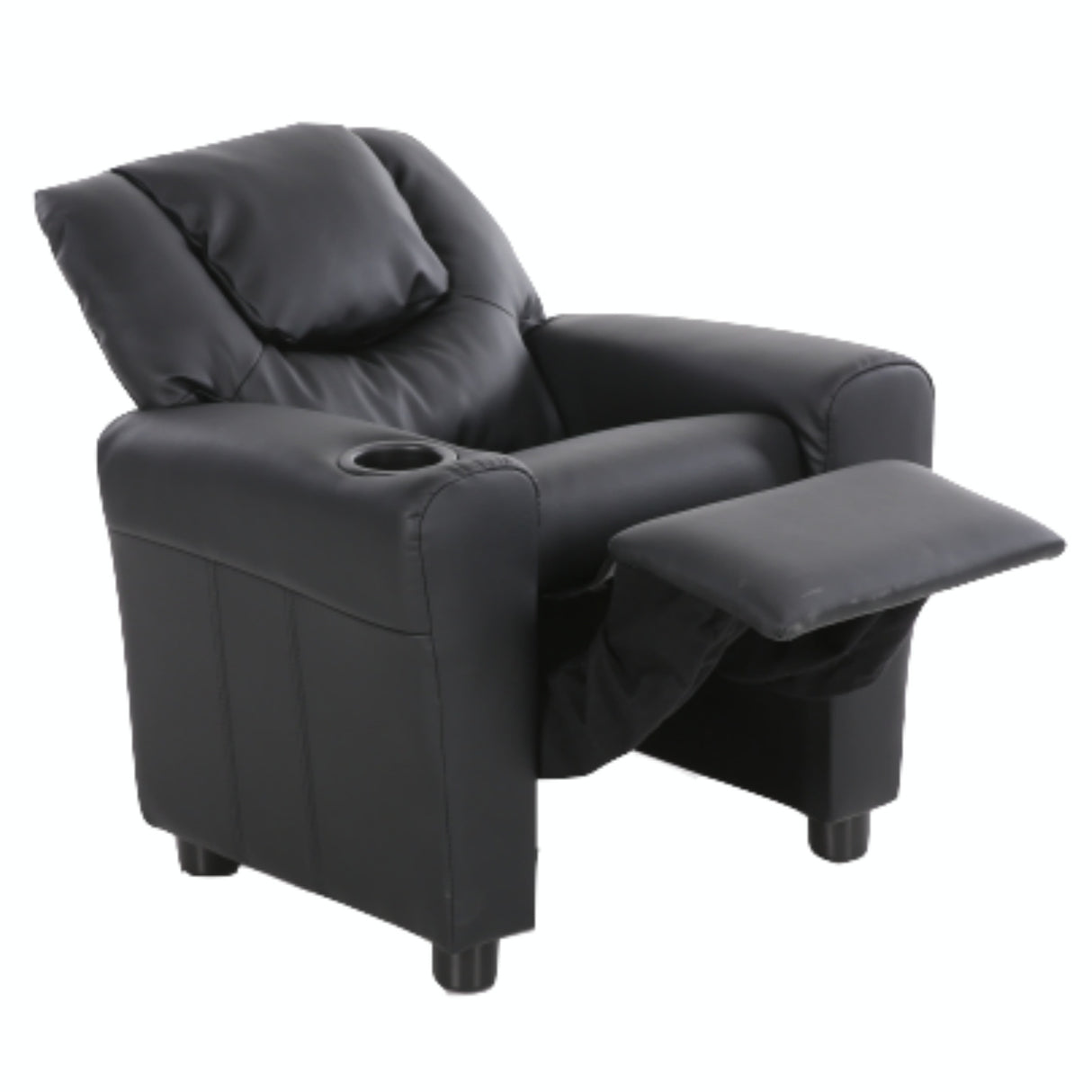 Oliver Kids Recliner Chair Sofa Children Lounge Couch PU Armchair Black