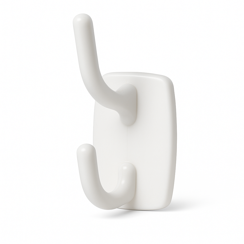 Deco Self-Adhesive Double Hook in White ??2.3kg Weight Capacity per Hook