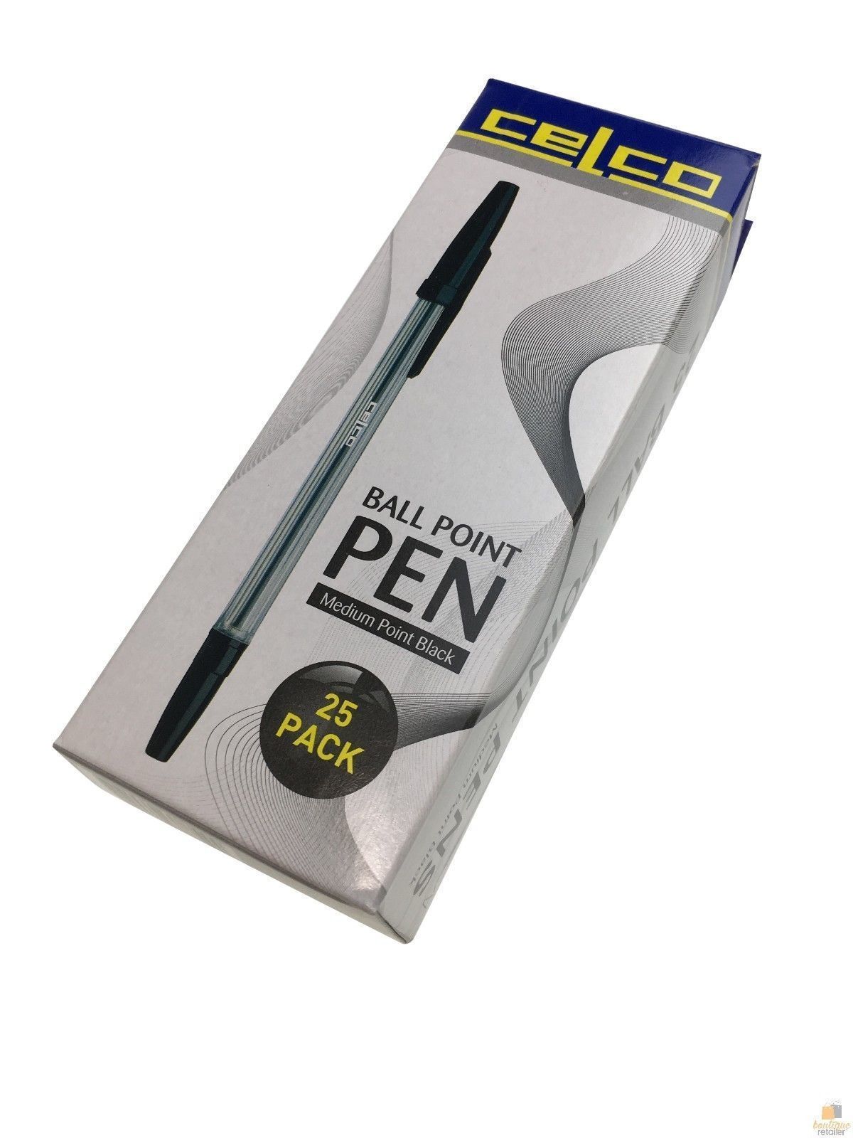 CELCO 25-Count Medium Point Black Ballpoint Pens for Office and School Use
