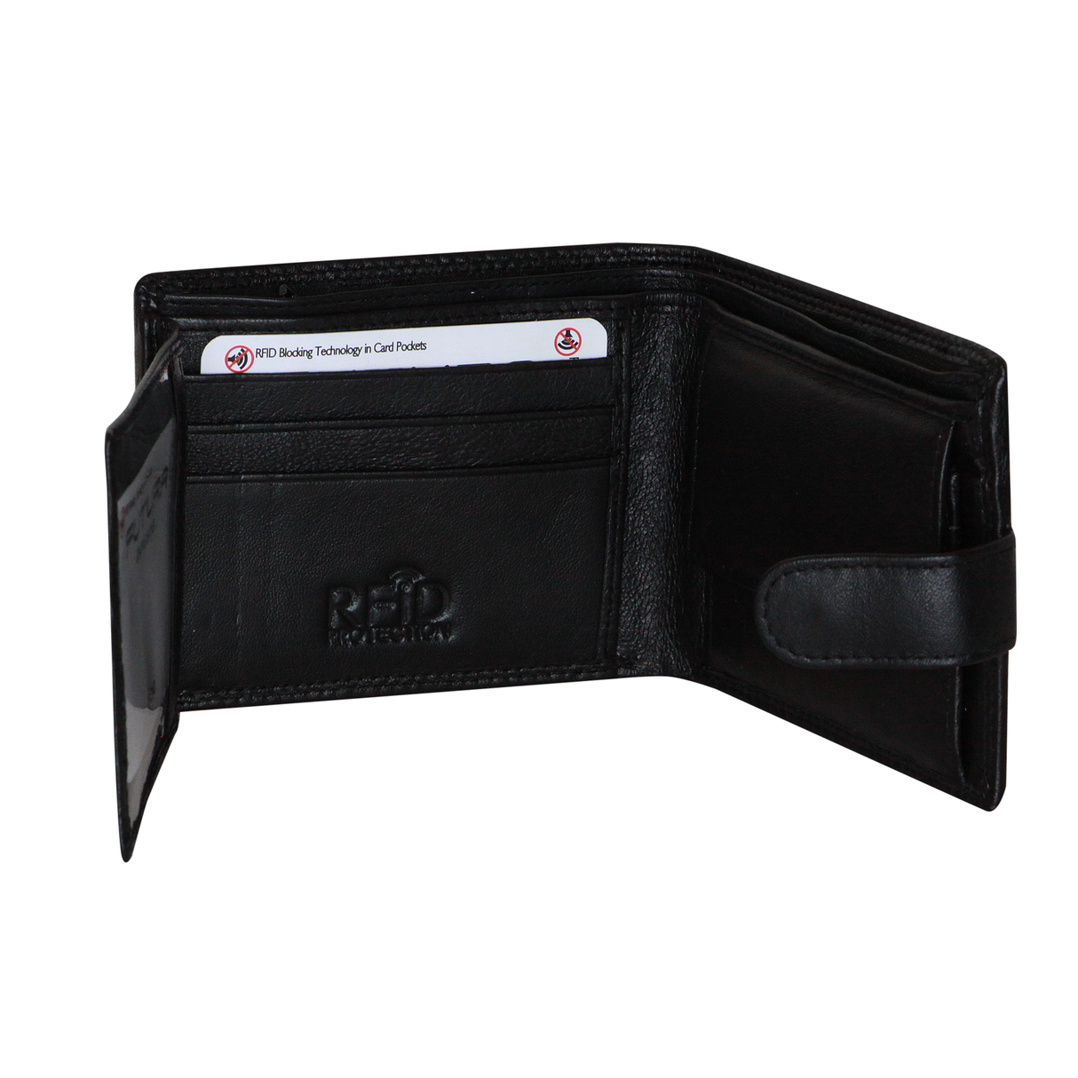 Futura Men's Black RFID Leather Coin Wallet with Fold Over Design