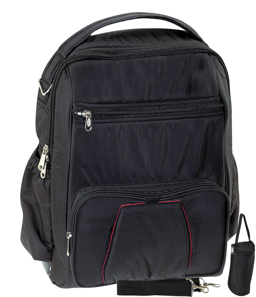 FIB Multifunctional Baby Diaper Backpack with Insulated Bottle Holder - Black