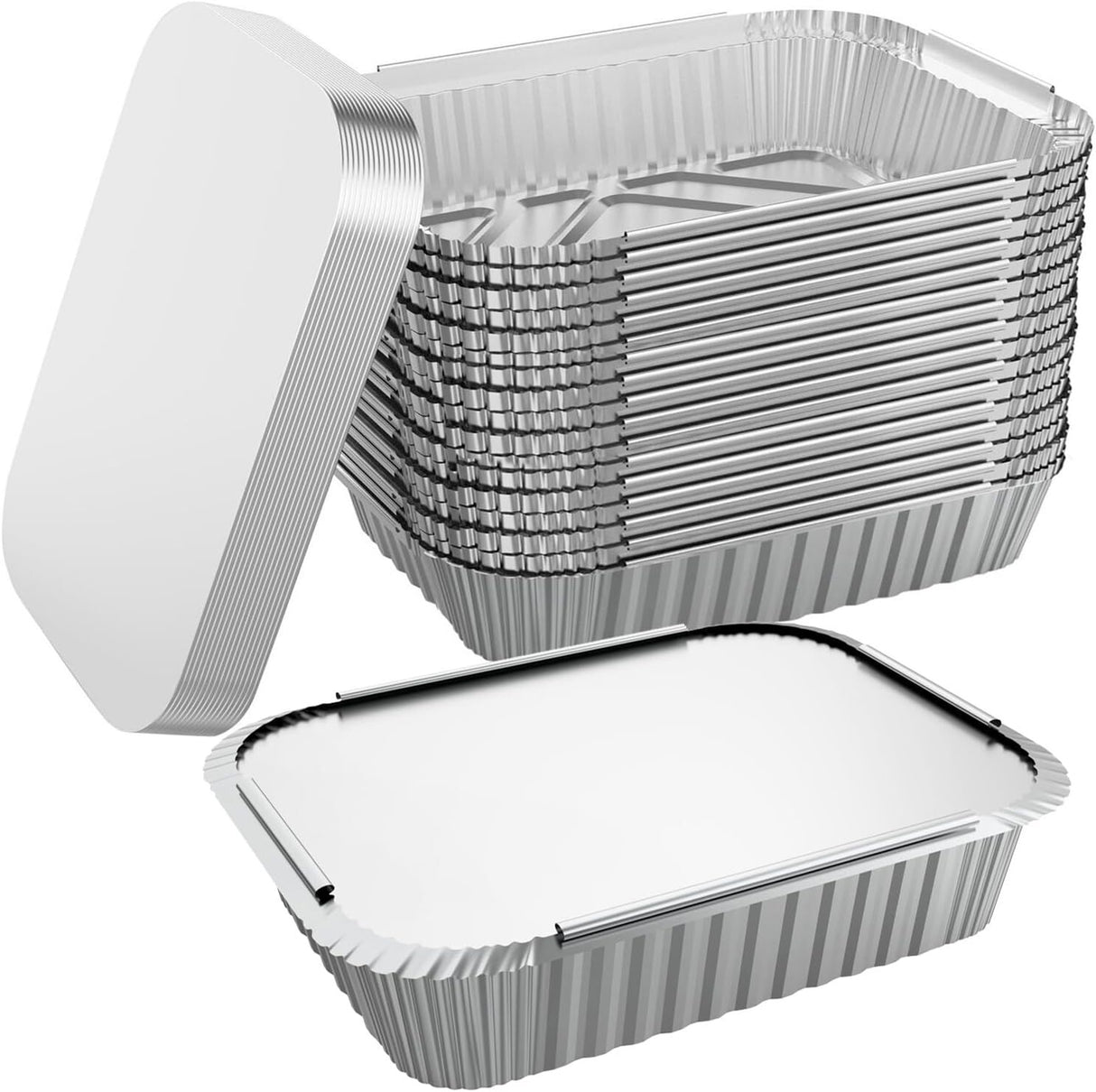 160x Aluminium Disposable Foil Food Container Trays Pans w/ Lids Covers Bulk 32cm*26cm*6.3cm