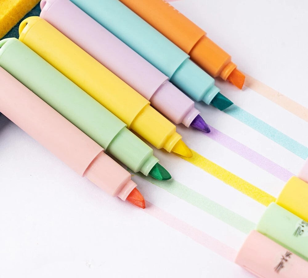 Charming 6-Pack Pastel Cat-Themed Highlighters
