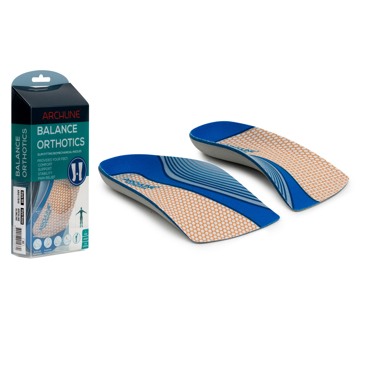 ARCHLINE 3/4 Slim Orthotics Plantar Fasciitis Insoles Balance Support Relief - EUR 39