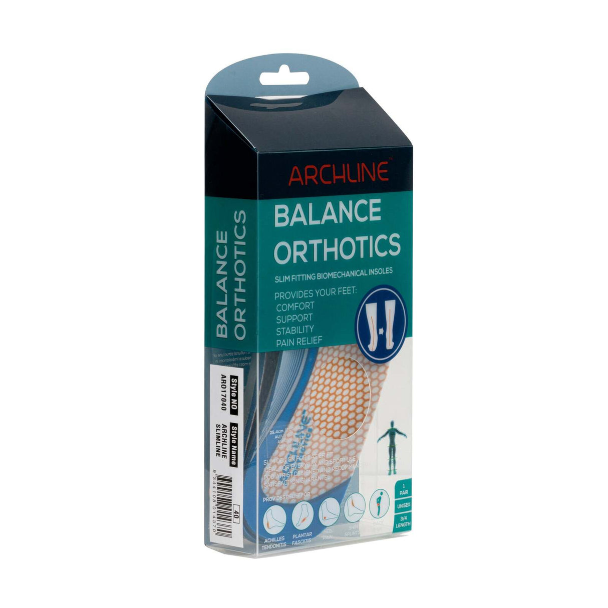ARCHLINE 3/4 Slim Orthotics Plantar Fasciitis Insoles Balance Support Relief - EUR 47