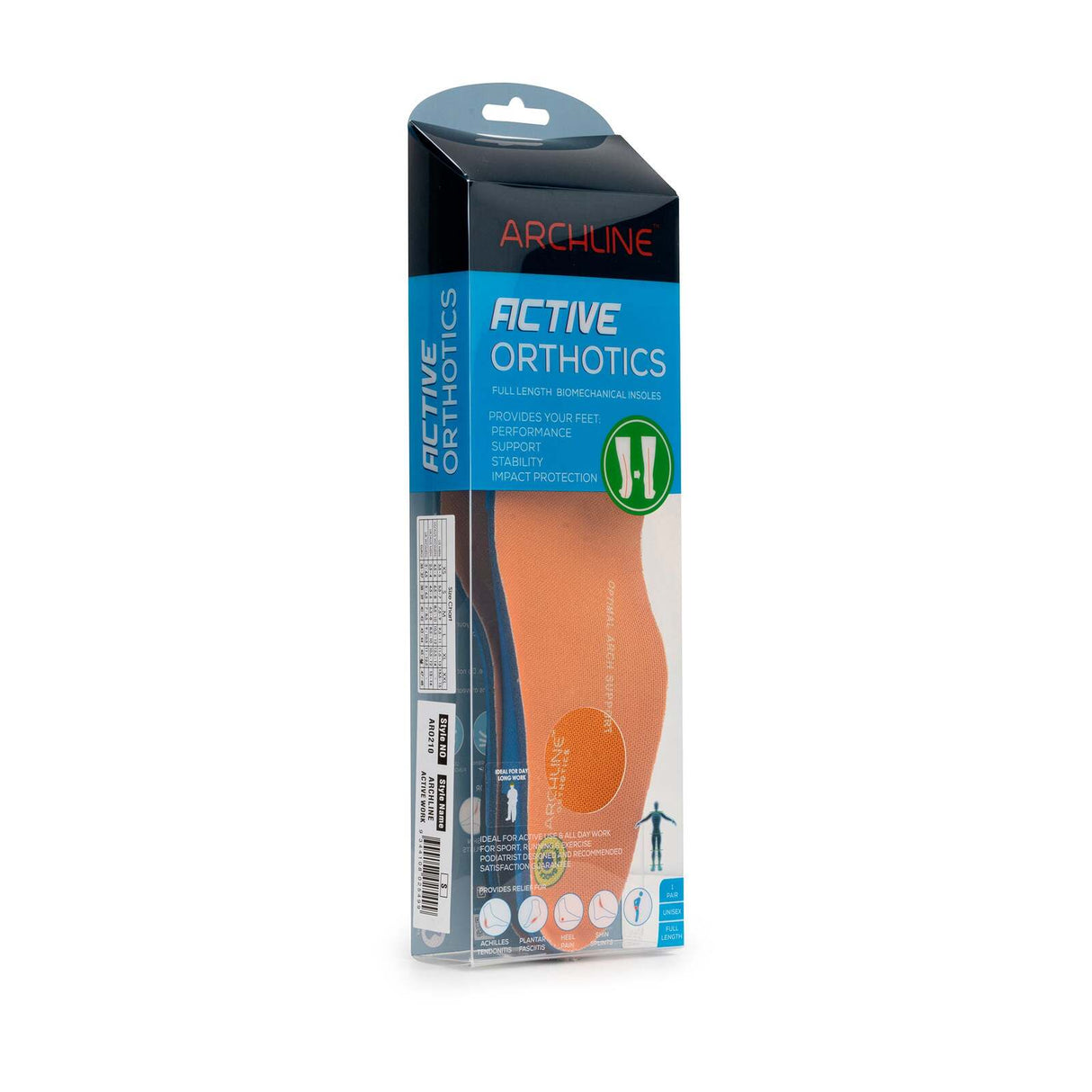 Archline Active Orthotics Full Length Arch Support Pain Relief Insoles - For Work - L (EU 43-44)