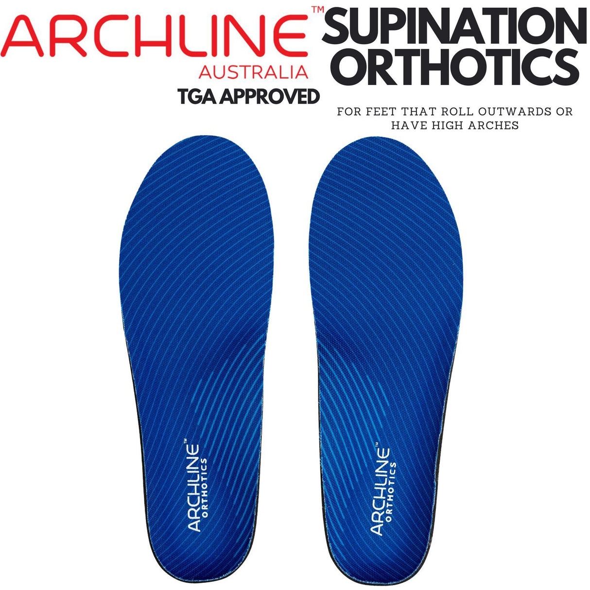 Archline Supination Orthotic Insoles - Full Length (Unisex) Plantar Fasciitis High Arch - Euro 44