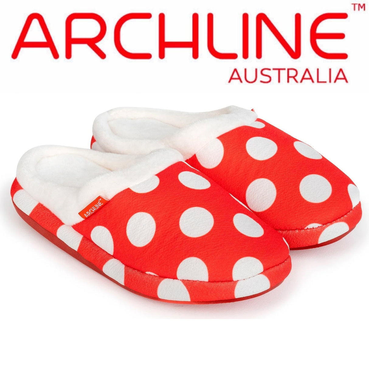 ARCHLINE Orthotic Slippers Slip On Scuffs Pain Relief Moccasins - Red Polka Dot - EUR 39 (Womens US 8)