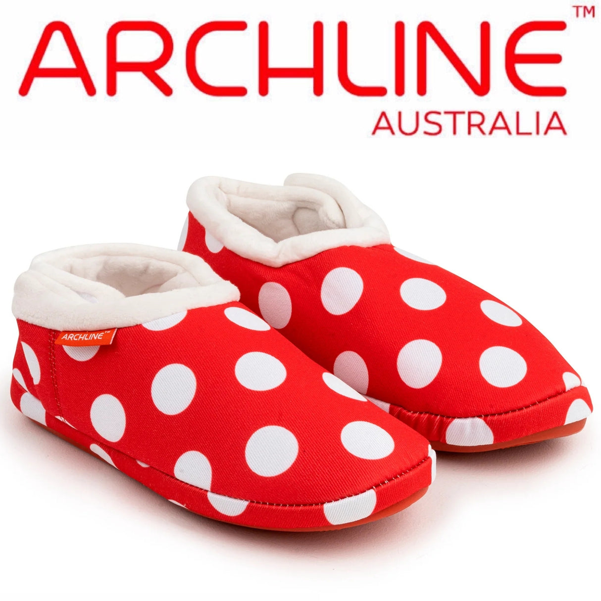 ARCHLINE Orthotic Slippers CLOSED Back Scuffs Moccasins Pain Relief - Red Polka Dots - EUR 40 (Womens 9 US)