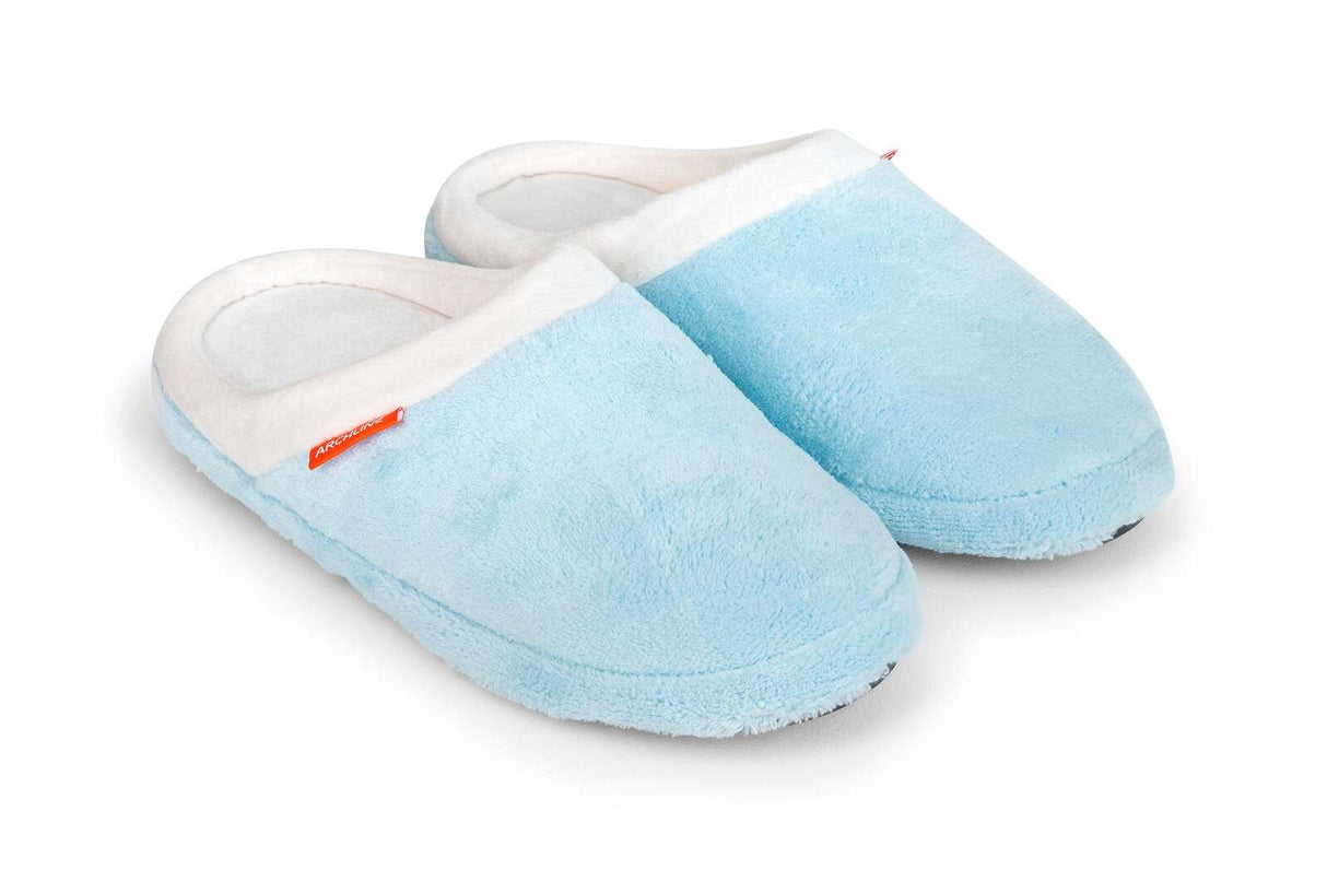 ARCHLINE Orthotic Slippers Slip On Arch Scuffs Pain Relief Moccasins - Baby Blue - EU 37