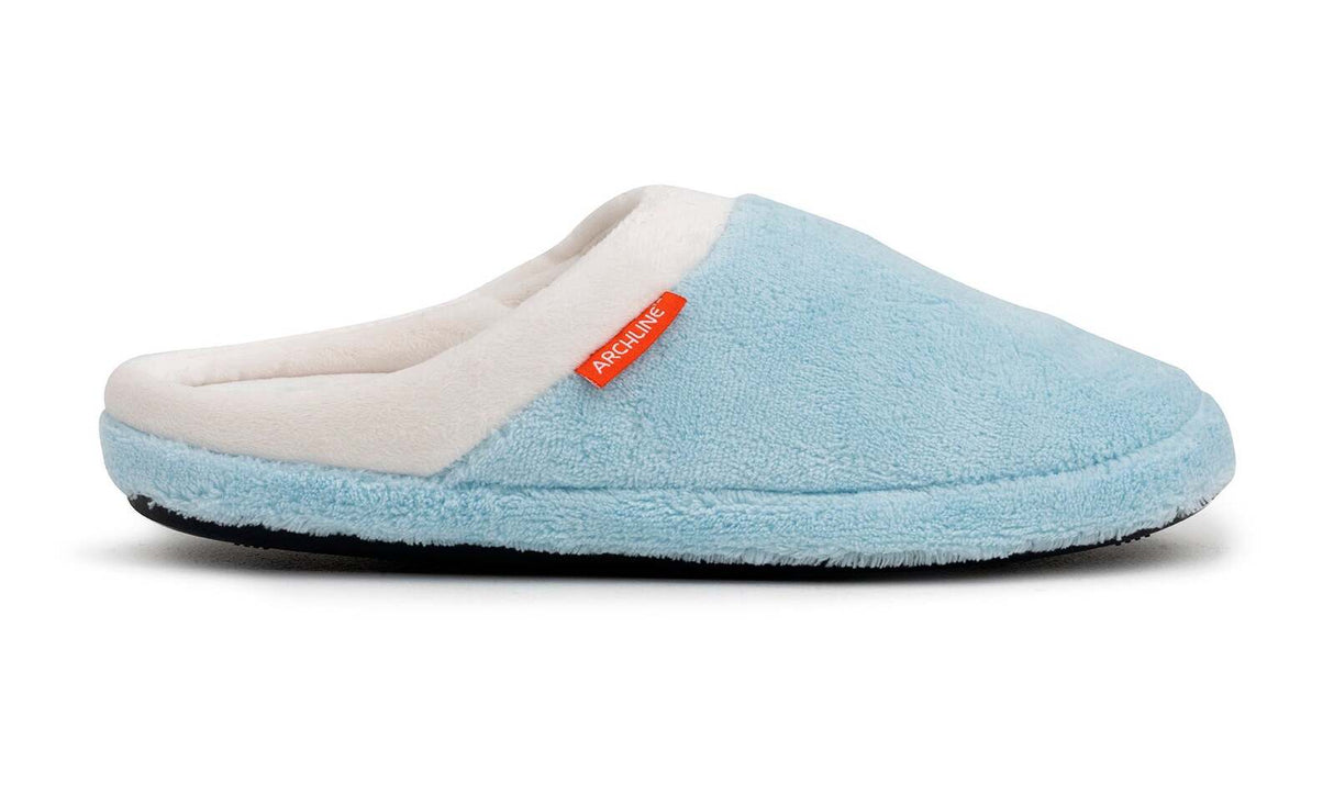 ARCHLINE Orthotic Slippers Slip On Arch Scuffs Pain Relief Moccasins - Baby Blue - EU 42
