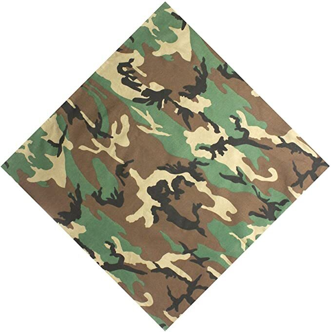 BANDANA 100% COTTON Head Wrap Durag Bandanna Summer Biker Scarf Mask - Army Camouflage