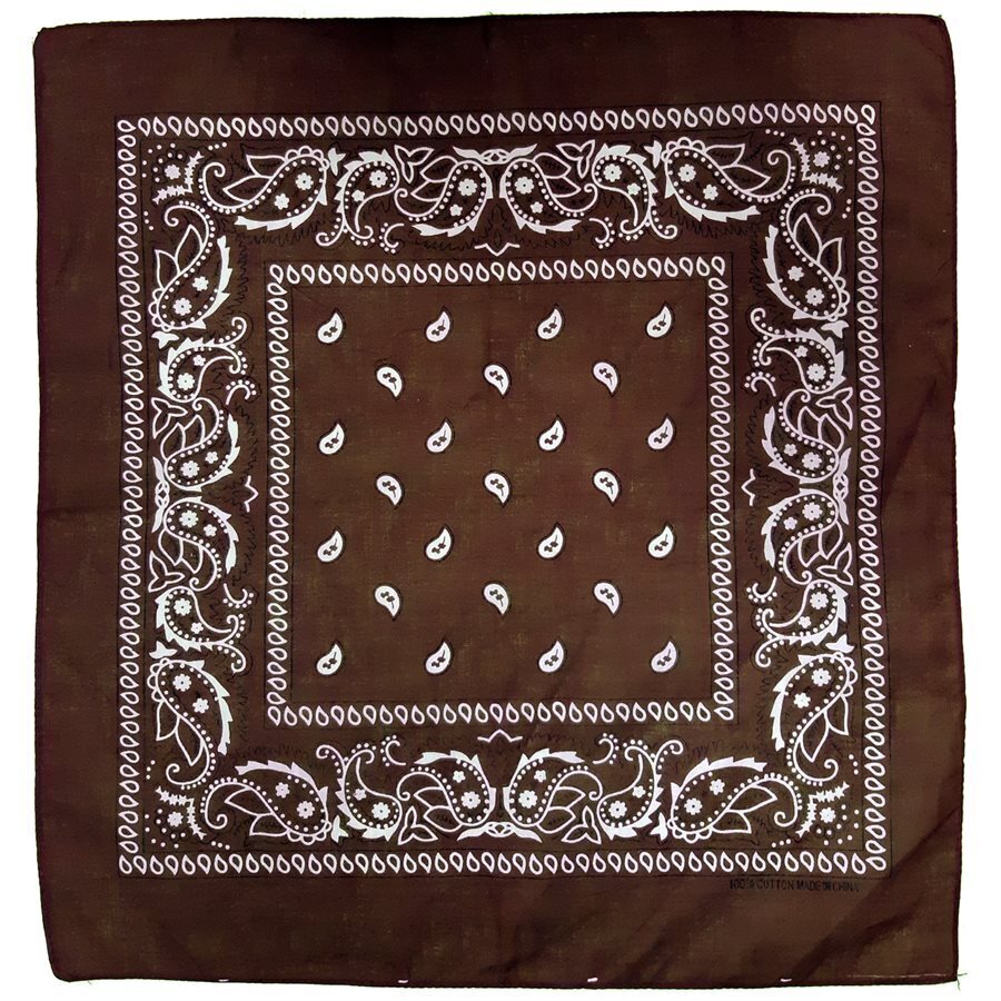 BANDANA Paisley 100% COTTON Head Wrap Durag Bandanna Summer Scarf Mask - Brown