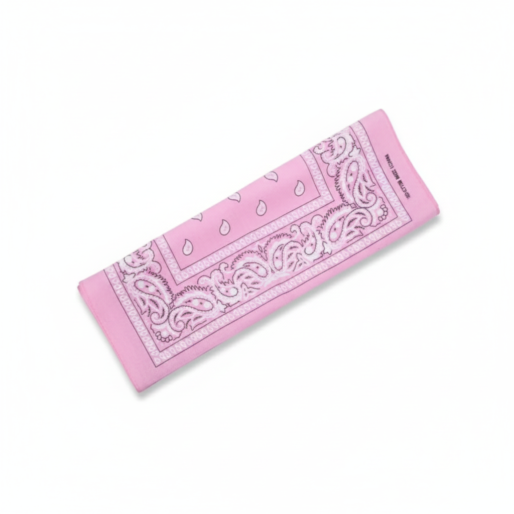 BANDANA Paisley 100% COTTON Head Wrap Durag Bandanna Summer Biker Scarf Mask - Light Pink