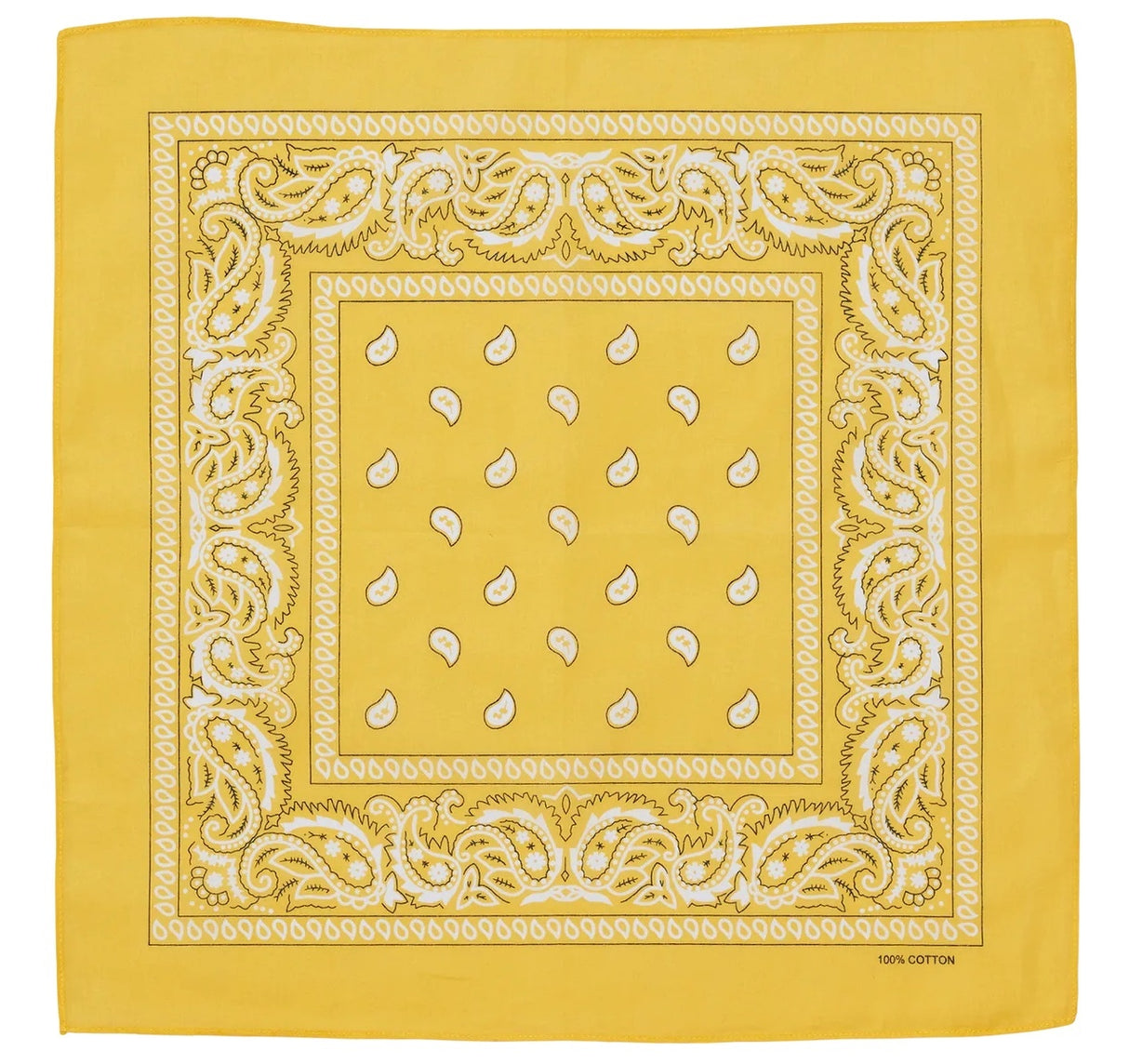 BANDANA Paisley 100% COTTON Head Wrap Durag Bandanna Summer Biker Scarf Mask - Yellow