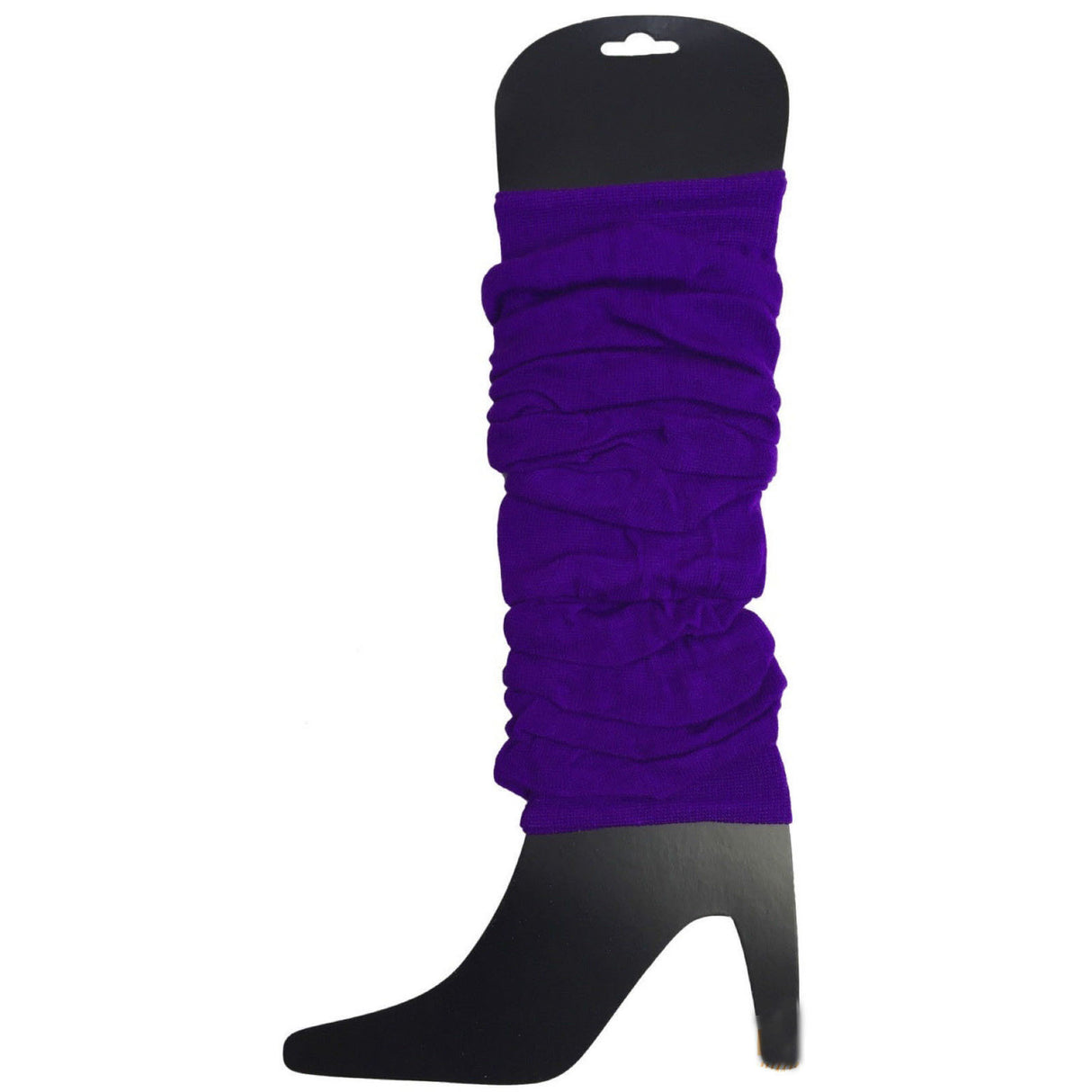 12 LEG WARMERS Knitted Womens Neon Party Knit Ankle Fluro Dance Costume 80s BULK - Purple