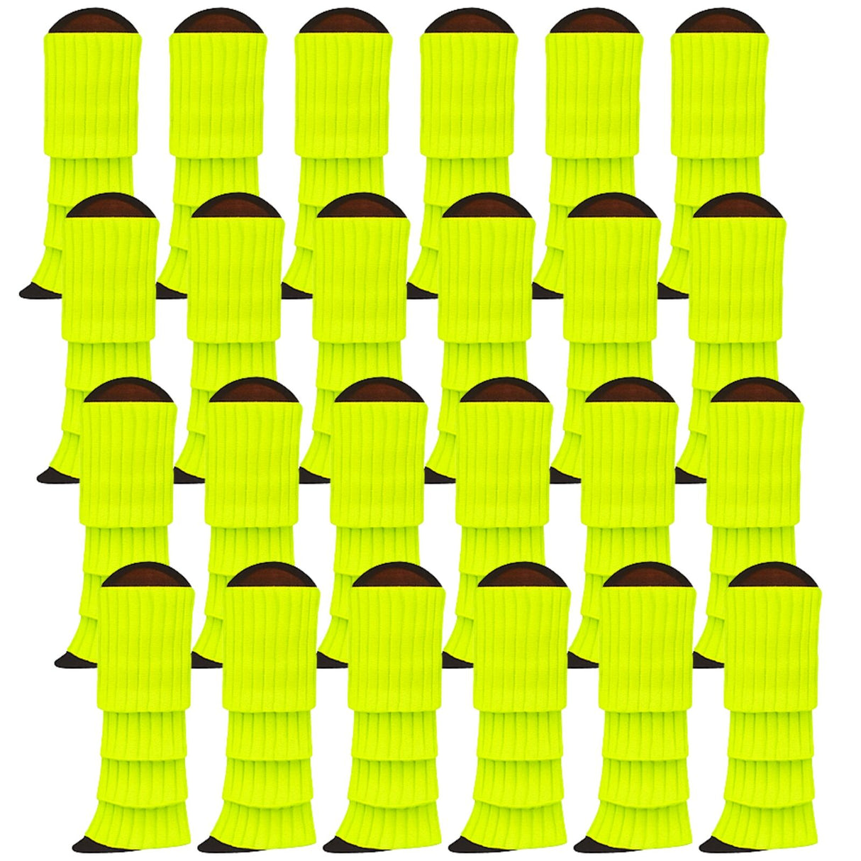 24x Womens Leg Warmers Disco Winter Knit Dance Party Crochet Legging Socks Costume - Fluro Yellow