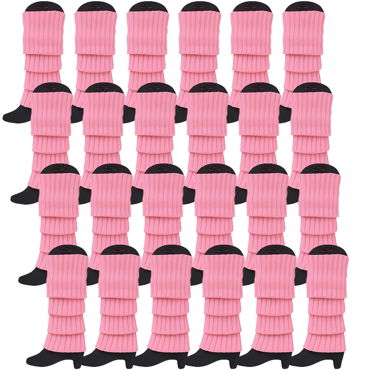 24x Womens Leg Warmers Disco Winter Knit Dance Party Crochet Legging Socks Costume - Light Pink