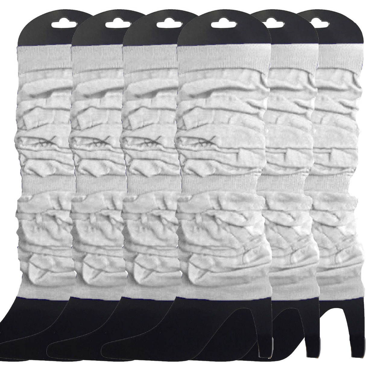 6x LEG WARMERS Knitted Womens Neon Party Knit Ankle Fluro Dance Costume 80s BULK - White