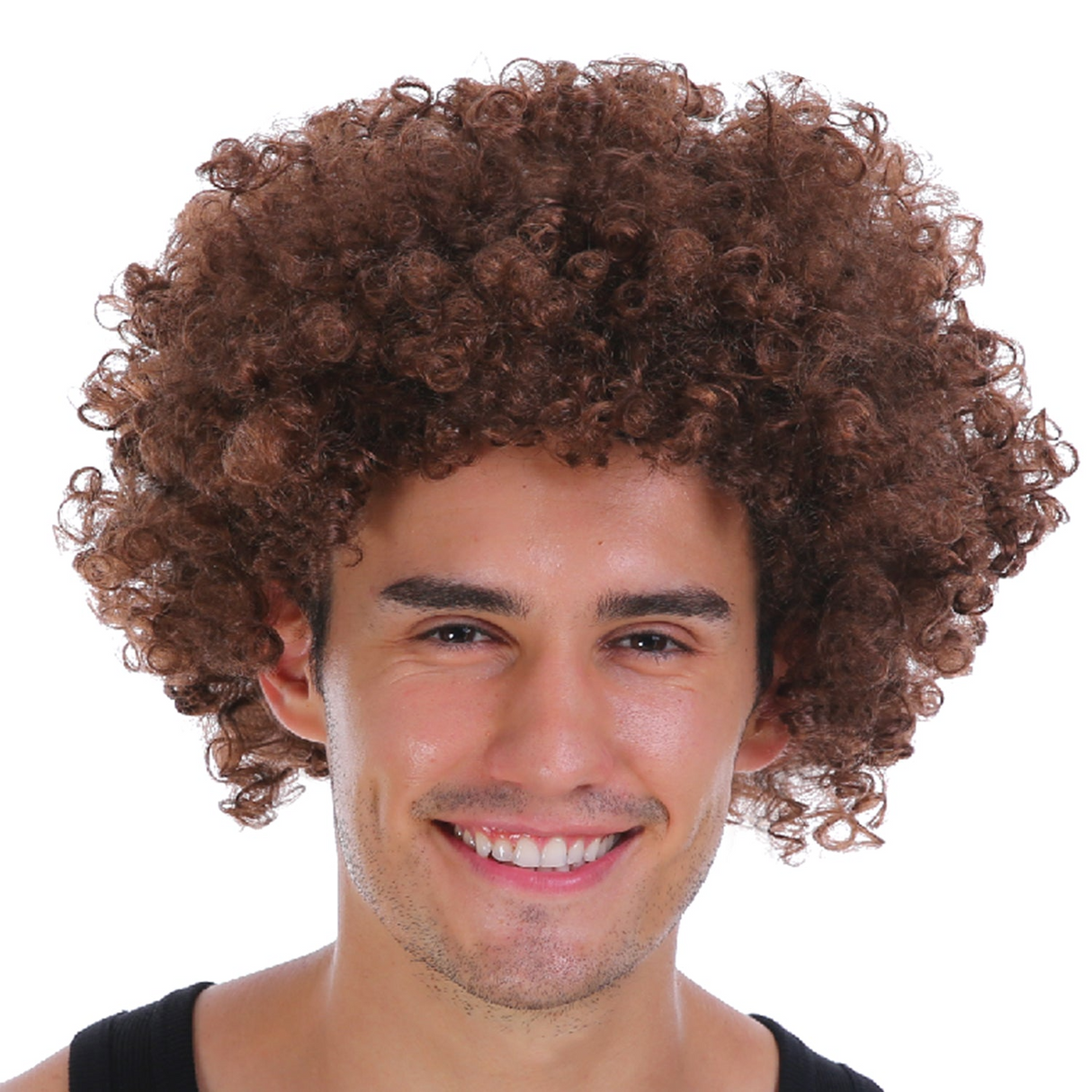 Men's Retro Curly Afro Wig - 70s/80s Disco Party Costume Accessory - Brown