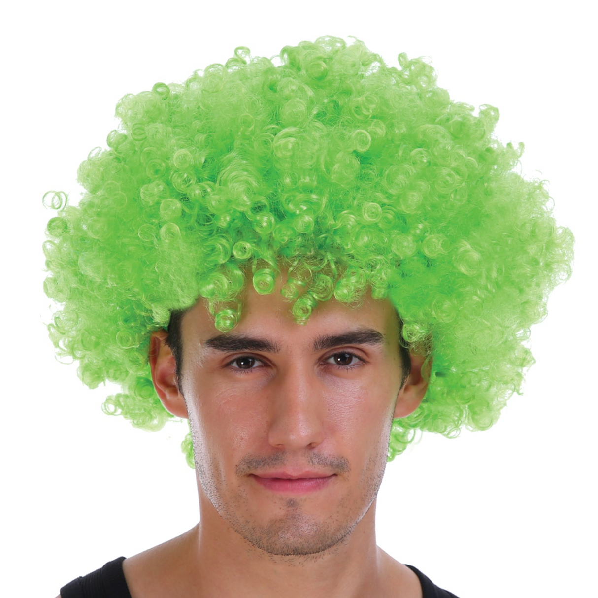 Men's Vibrant Green Curly Afro Wig - Perfect for 70s/80s Costume Parties and Disco Events