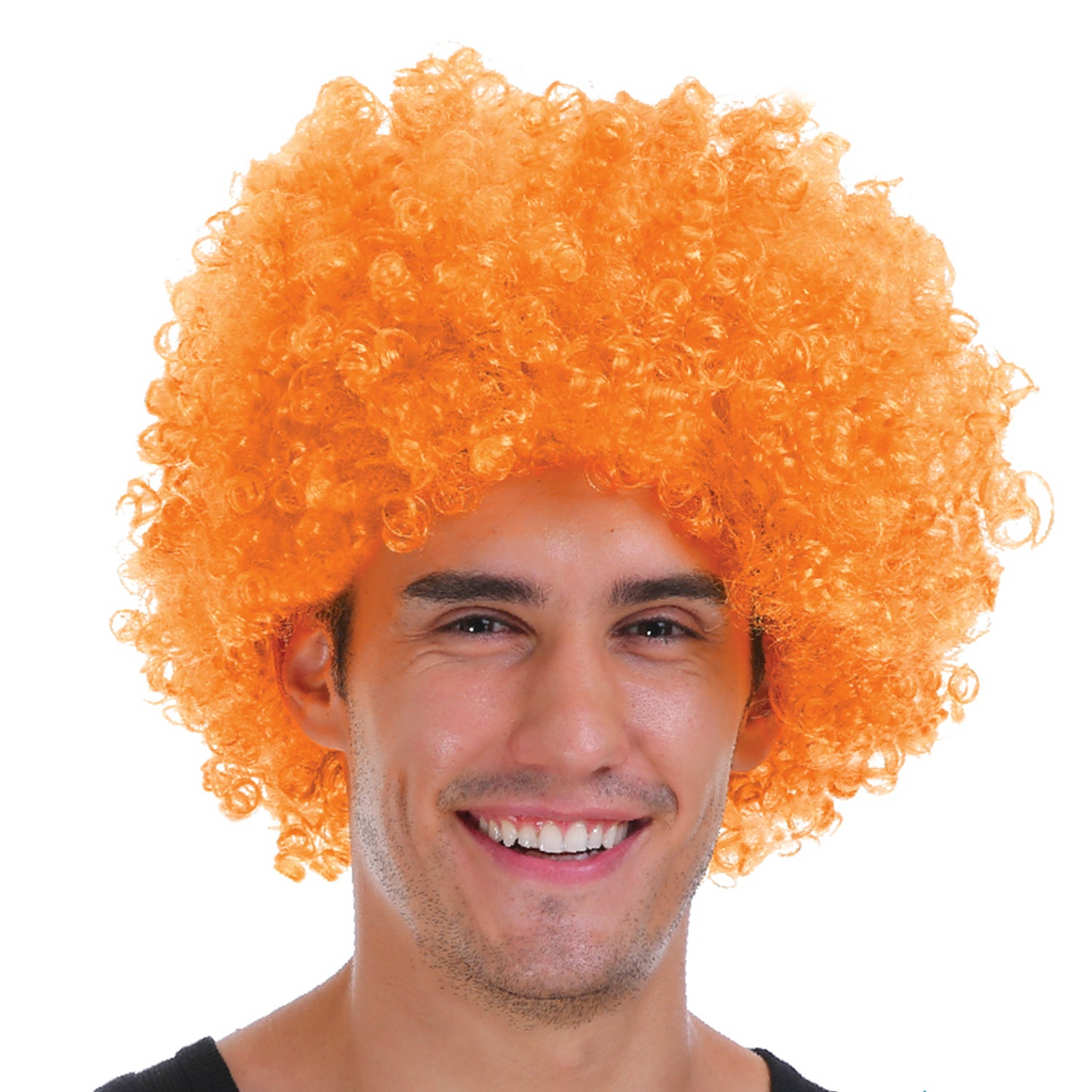 Mens Vibrant Curly Afro Wig - Retro 70s/80s Costume Accessory in Orange