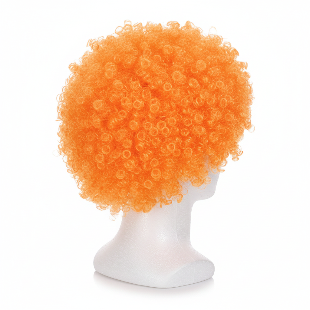 Mens Vibrant Curly Afro Wig - Retro 70s/80s Costume Accessory in Orange