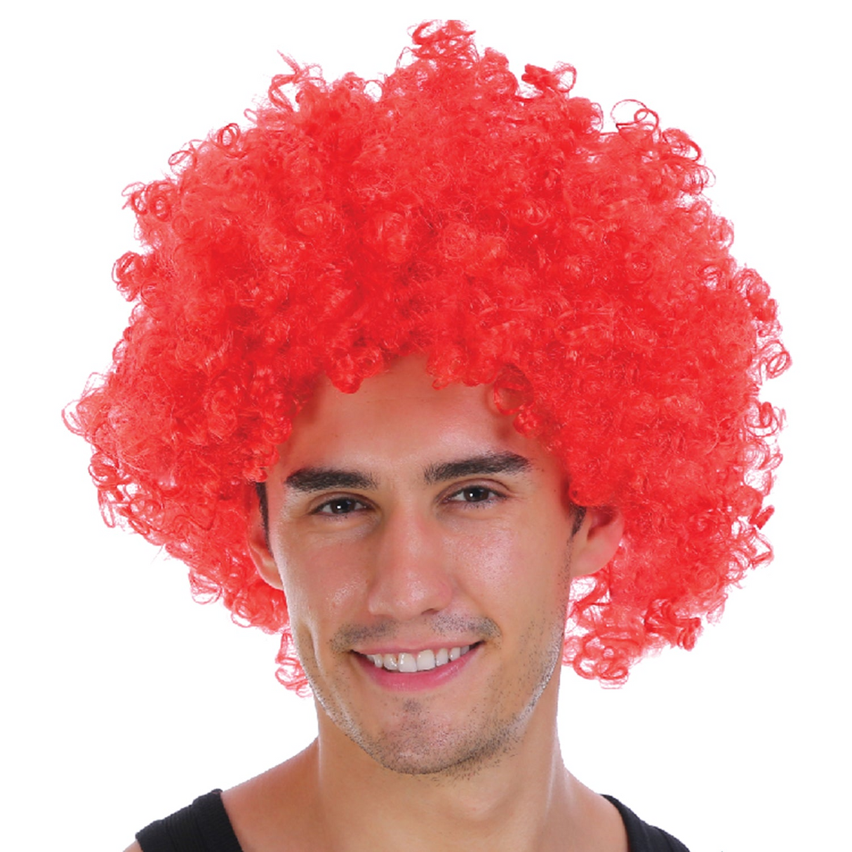 Men's Retro Curly Afro Wig - Iconic 70s/80s Costume Accessory in Bright Red