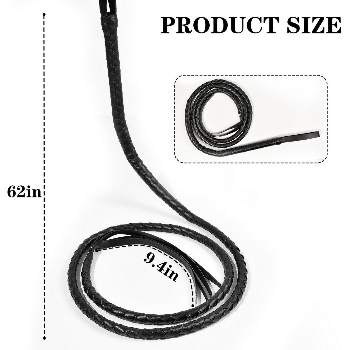 Faux Leather Cowboy Riding Whip Costume Accessory - 180cm Fancy Dress