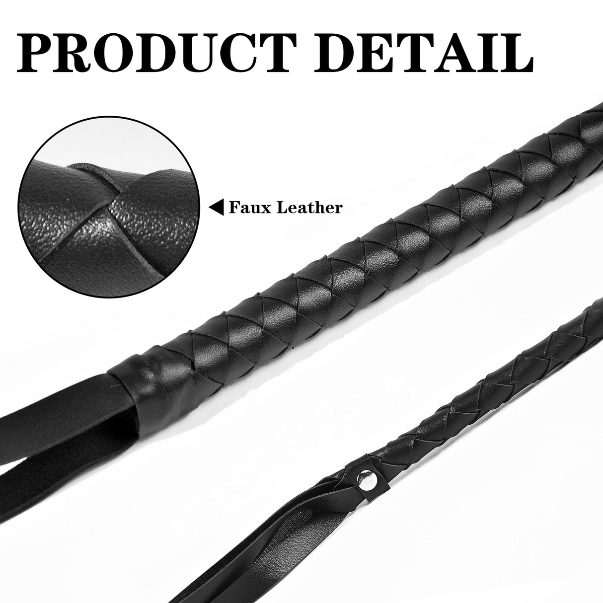 Faux Leather Cowboy Riding Whip Costume Accessory - 180cm Fancy Dress